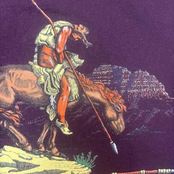 Vintage Eagle North Carolina Shirt 2XL Cotton Crewneck Graphic 90s Indigenous - Picture 9 of 13